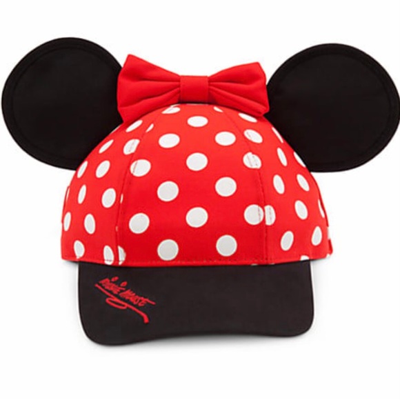 DISNEY Walt Disney World Minnie's Polka Dot Mouse Ears & Bow Baseball Cap - Picture 1 of 10